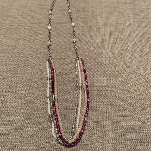 WHBM Long Chain Linked Necklace with Multi Color  Cut Beads - Picture 13 of 14